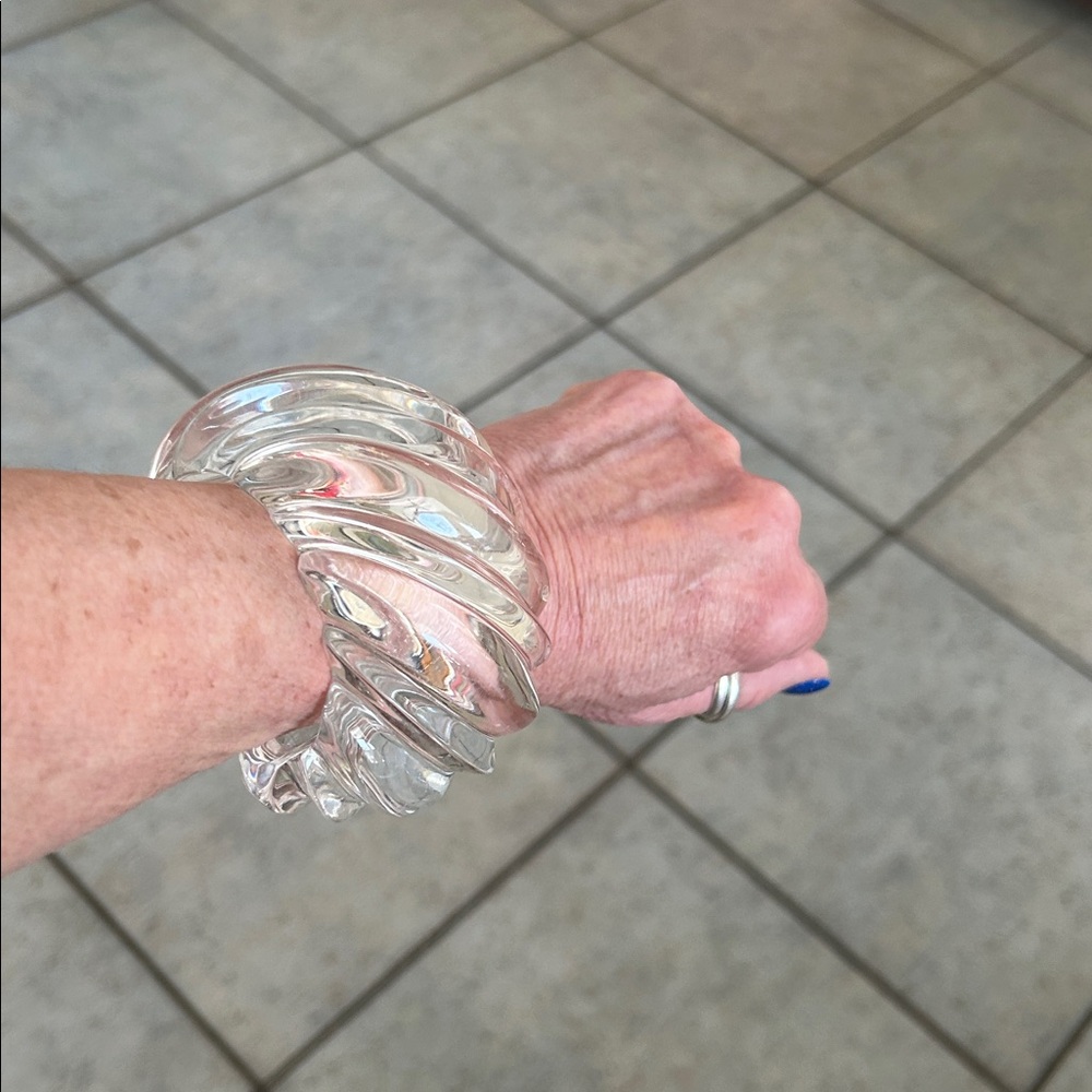 Vintage Bayanihan Chunky Clear Lucite Cuff Bracelet